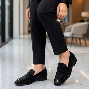 NYDJ Traceeu Rhinestone & Velvet Loafers